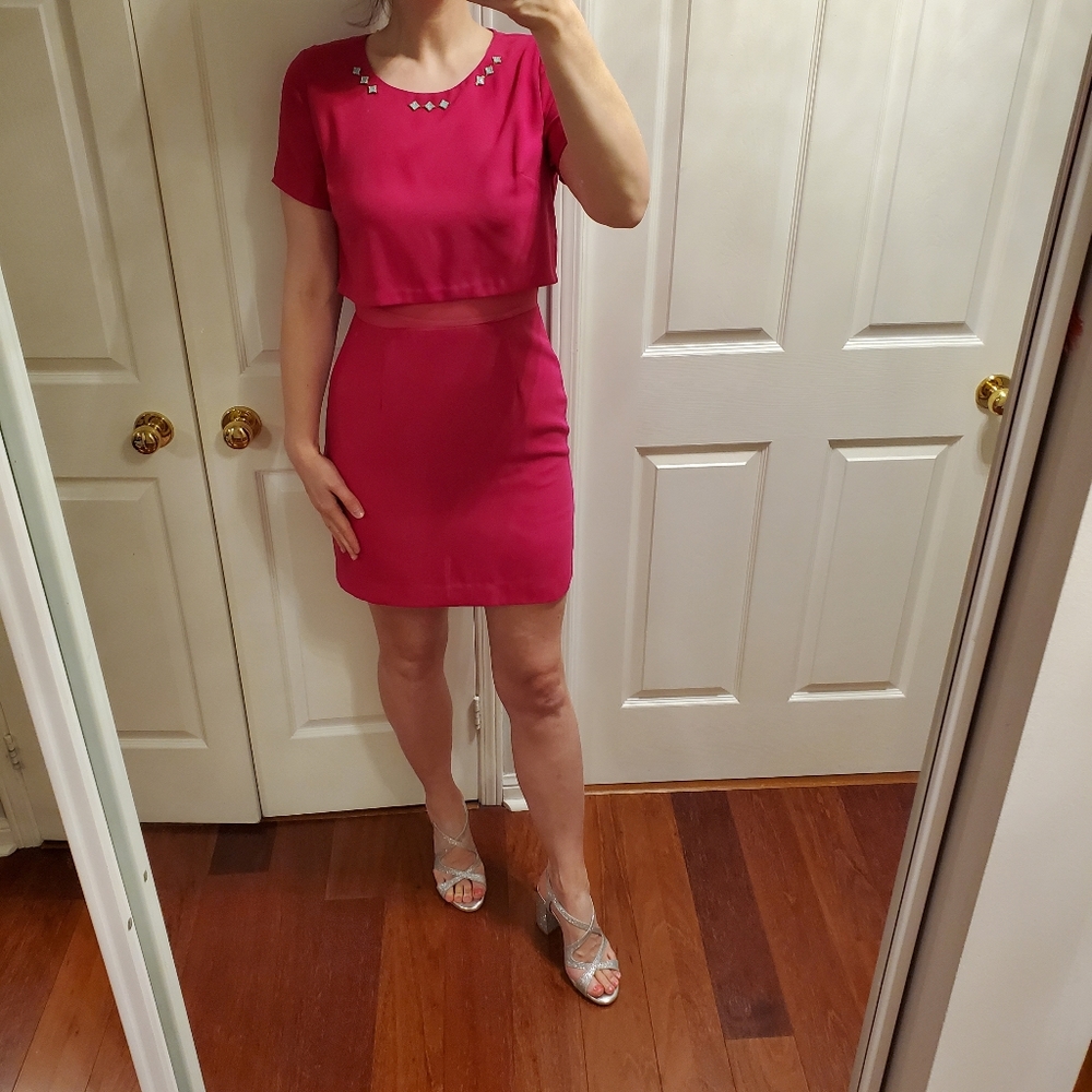 Cut Out Pink Party Dress with Turquoise Accents